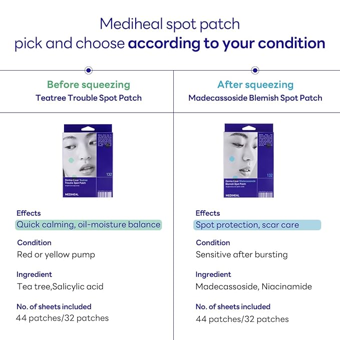 Mediheal Derma Clear Teatree Treatment Spot Patch (132 Counts) - Acne Relief, Oil and Moisture Balance with Teatree & Salicylic Acid