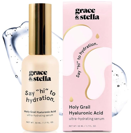 grace & stella Award Winning Hyaluronic Acid Serum (50ml/1.7 fl oz) Hydrating Hyaluronic Acid Serum for Face - Acido Hialuronico for Women - Remove Fine Lines, Wrinkles, Anti Aging - Vegan Skincare