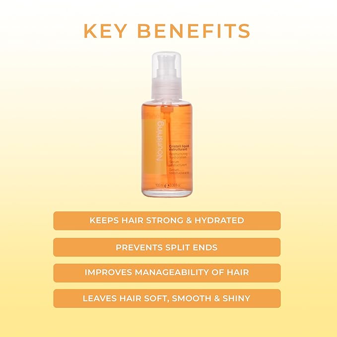 Fanola Nourishing Restructuring Fluid Crystals Hair Serum Detangles, Adds Shine, And Prevents Split Ends For Curly, Frizzy And Permed Hair 3.38oz