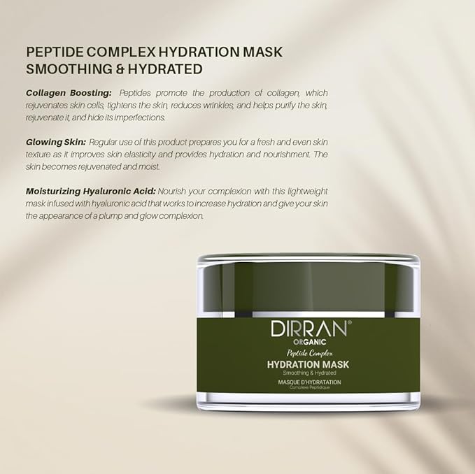 Hydration Mask Peptide Complex Infuse And Hydrate Your Skin With The Power of Peptides and Hyaluronic Acid With this Lightweight Gel Masque Gently Rinse With Warm Water To Remove.