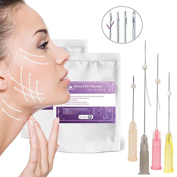 elves Pdo Mono Threads for Face Lift, Pdo Threads Lift 27G50mm, PDO Threads for Face Whole Body Lifting, PDO Smooth Threads Lifting 20Pcs