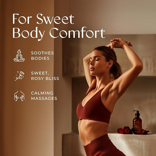 Gya Labs Rose Massage Oils for Date Nights - 6.76 Fl Oz - Rejuvenating Aromatherapy Body Massage Oil for Men & Women - Crafted with Jojoba, Argan, Sunflower, Sweet Almond & Rose Otto