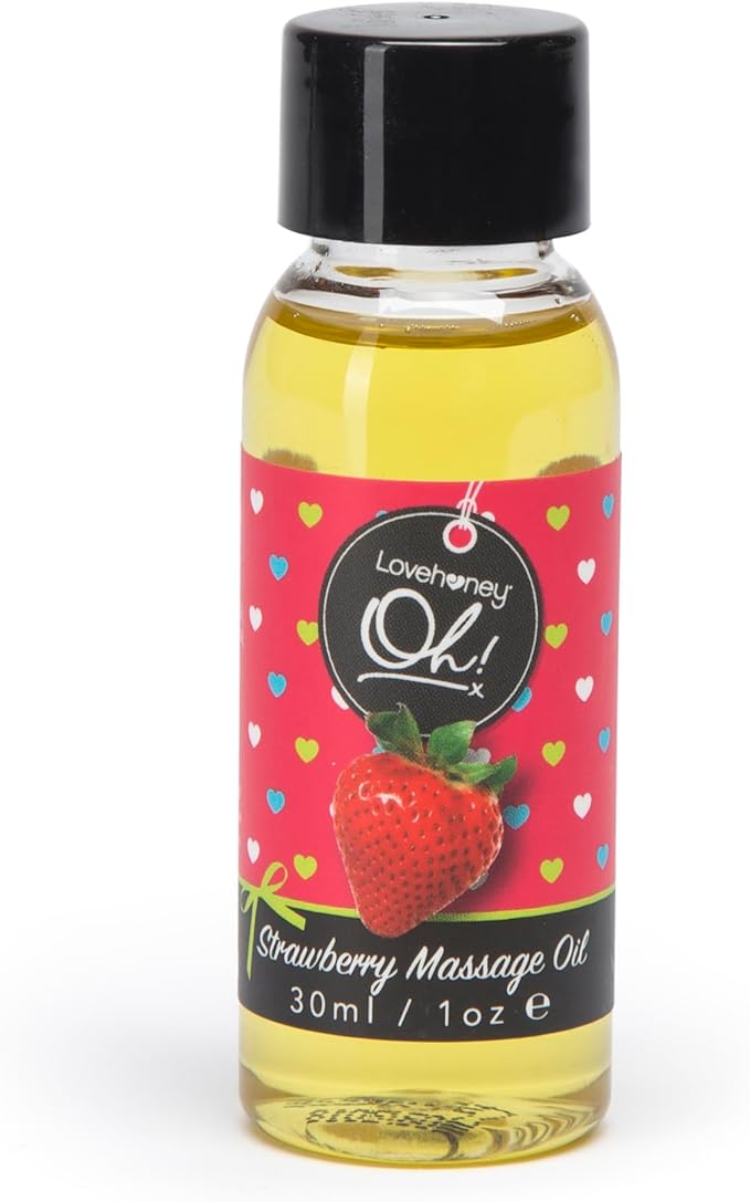 Lovehoney Strawberry Massage Oil - Infused with Essential Oils - Vegetarian Friendly - 1oz