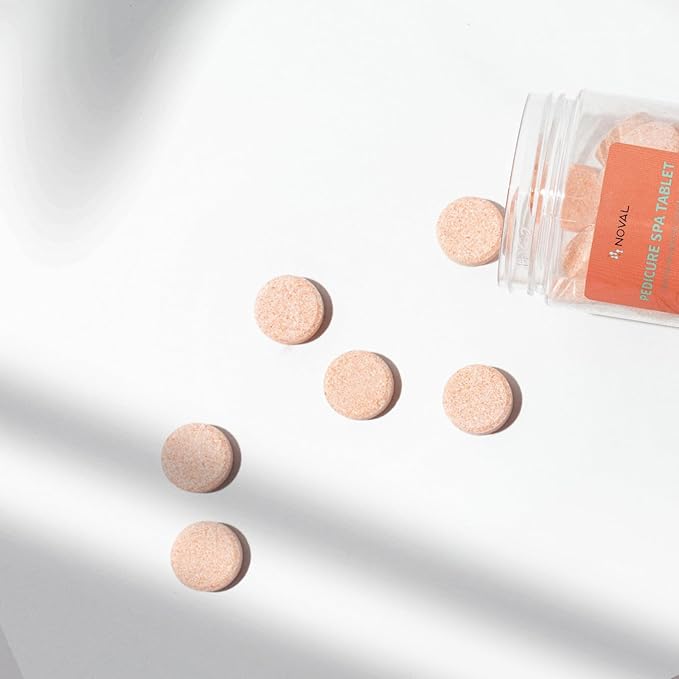 NOVAL Pedicure Spa Tablet - Fast Dissolving, Gentle & Portable Foot Soak for Softening Calluses & Hydrating Skin, Orange Scent