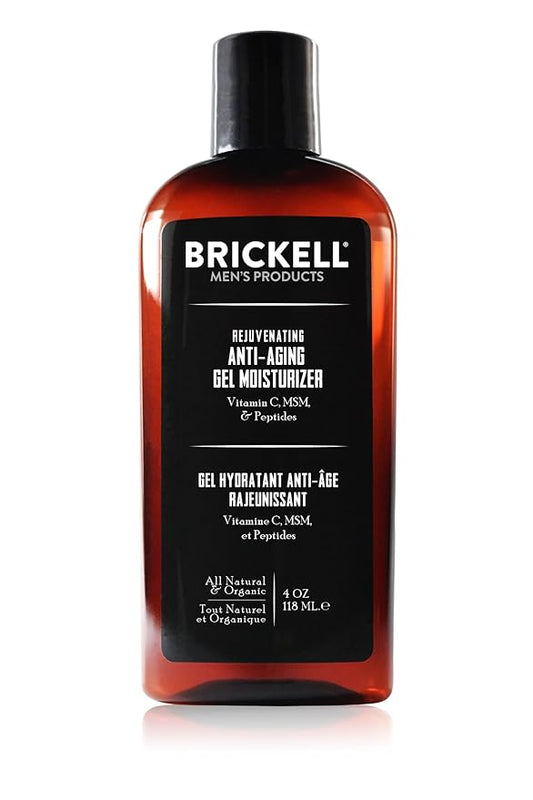 Brickell Men's Rejuvenating Anti-Aging Gel Moisturizer For Men, Natural and Organic, Fast Absorbing Moisturizer Reduces Fine Lines and Wrinkles (Scented, 4 oz)