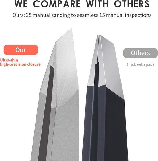 Eyebrow Hair Removal Tweezers, Slant Tweezer Handmade Professional Eyebrow Facial & Hair Remover Better closure Stainless Steel