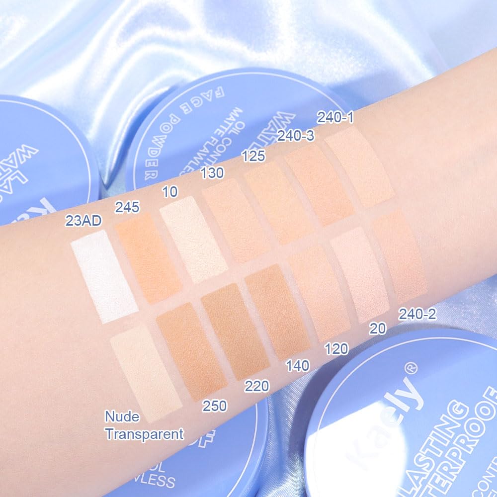 Kaely Pressed Face Powder Compact, Oil Control Flawless Makeup Setting Powder, Perfection Matte Compact Powder Foundation, polvo compacto de maquillaje, Lightweight Waterproof, 04 Nude Translucent