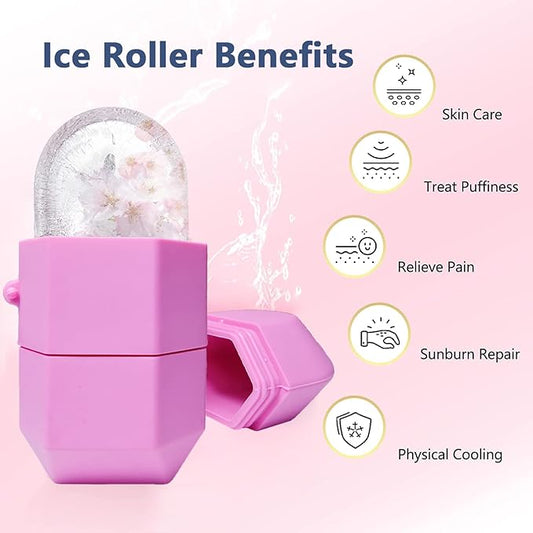 Ice Face Roller, Ice Roller for Face and Eye, Reusable Beauty Ice Facial Roller for Face Skin Care Silicone Ice Stick Face Ice Mold Icing Tool, Gifts for Her