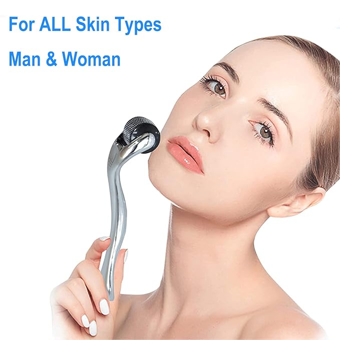 Derma Roller Microneedling Roller for Face Body - 540 Titanium Microneedle Roller w/Storage Case
