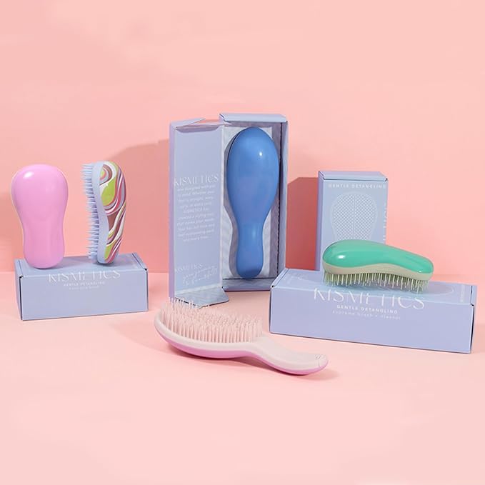 Supreme Brush + Cleaner, Gentle Detangling, Detangler Hair Brush for All Hair Types. For use on Wet or Dry Hair (Blue)