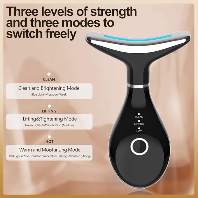 Home face and Neck Anti-Wrinkle and Anti-Aging Beauty Tool, Convenient 3-in-1 Skin Care Facial Massager, Face Shaping Tool, Vibration for Daily use at Home (White)