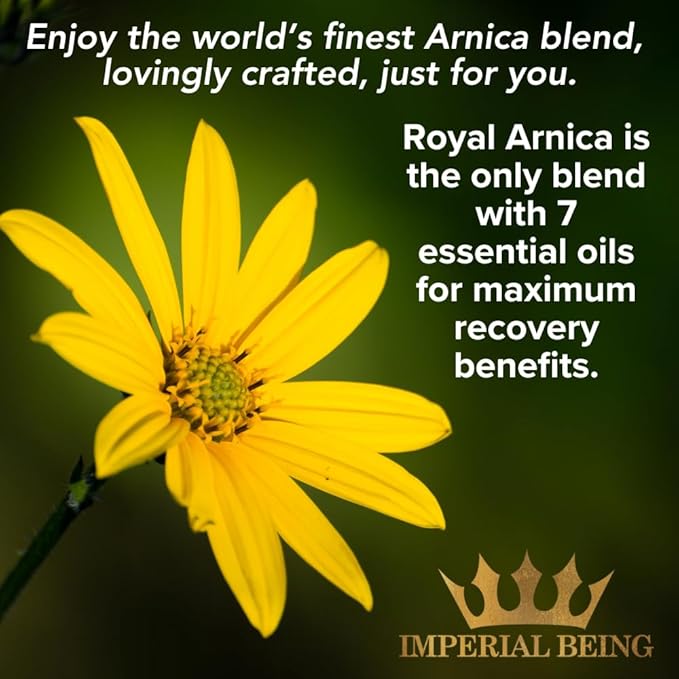 Royal Arnica Oil – Organic Herbal Blend for Muscle Recovery, Bruise Support, Joint Flexibility, Skin Vitality – Longer Lasting Than Arnica Cream or Gel – Infused with Essential Oils (4oz)