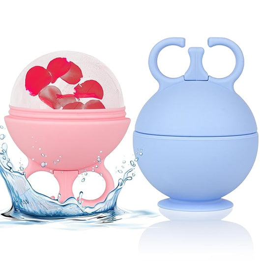 2 Pack Ice Roller for Face, Ice Cube Roller for Face Neck Body and Eye Ice Face Roller Tones Skin Eliminates Puffiness Face Ice Mold Ice for Face Gua Sha, Ice Roller for Face Women Men (Pink Blue)