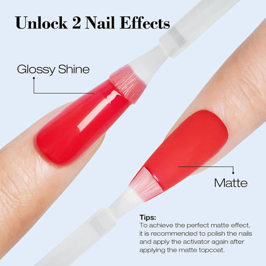 AZUREBEAUTY Dip Powder Liquid Set Bond, Base, Glossy Matte Top Coat, Activator, Brush Saver Dipping Powder Essential Tools No Nail Lamp Needed 0.5Fl oz 15ml 6Pcs