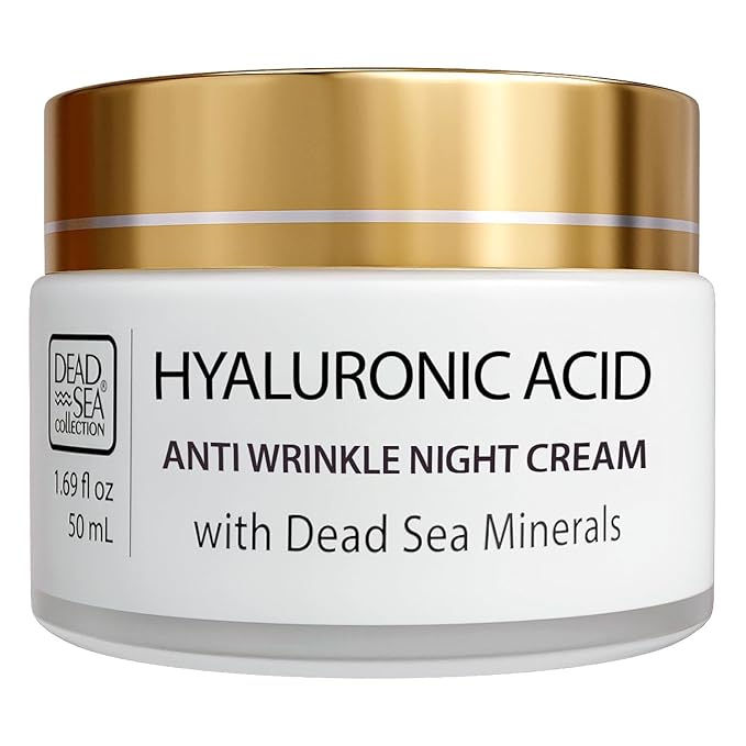 Dead Sea Collection Night Cream for Face with 5% Hyaluronic Acid, Dead Sea Minerals, and Vitamin E – Anti Aging Nourishing Skin Care Moisturizer to Reduce Wrinkles (1.69 fl. oz)