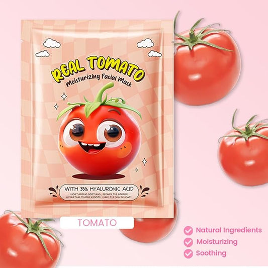 8 Pack Tomato Fruit Face Masks for Kids,Hydrating Spa Face Mask For Sensitive Skin,Moisturize,Soothing,Nourish for All Skin Types,Natural Skin Care Spa Face Mask for Women Men Girls