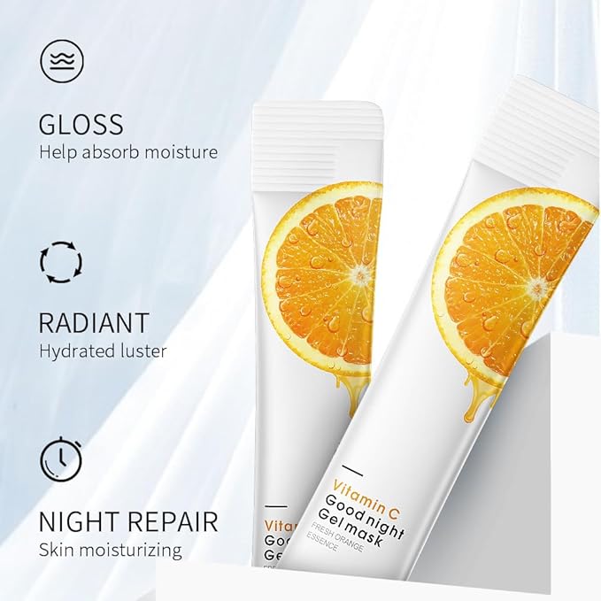 40 Packs Vitamin C Firming Sleeping Mask, Wash-Free Anti Aging Moisturizing Face Mask, Smooth & Tight Skin, Easy to Carry, Individual Packaging