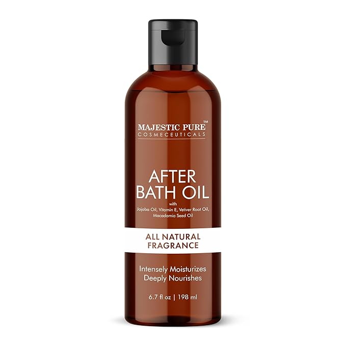 Majestic Pure After Bath Oil - 100% Pure & Natural | Repair Dry, Damaged Skin | Moisturizing Skin, Hair and Scalp | Infused with Jojoba Oil & Vitamin E | 6.7 Fl Oz