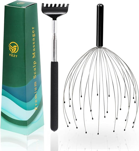 YEZY Head Massager 28 Fingers Head Scratcher Scalp Massager, Back Scratcher, Stocking Stuffers for Scalp Massage Back Massage (Black)