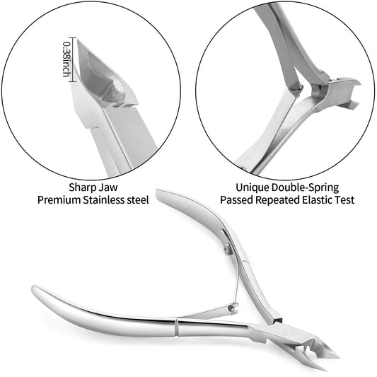 YINYIN Professional Stainless Steel Nippers, Cutter Clippers, Cuticle Remover, Trimmer with Pusher, Pedicure Manicure Tools for Fingernails and Toenails, Sliver