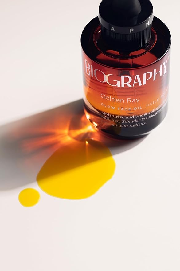 Golden Ray Glow Face Oil, 13ml. Collagen Boosting, Natural Skincare Moisturizing & Hydrating Facial Oil for Women. Incr Elasticity w/French Marine Algae, Jojoba & Rosehip for Fine Lines & Wrinkles