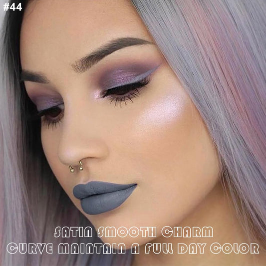 evpct 2Pcs Grey Gray Matte Liquid Lipstick Lip Gloss Stain and Retractable Lip Liner Makeup Set for Women Long Lasting Waterproof 24 Hours Permanent Lipstick labial mate larga duracion 24 44#