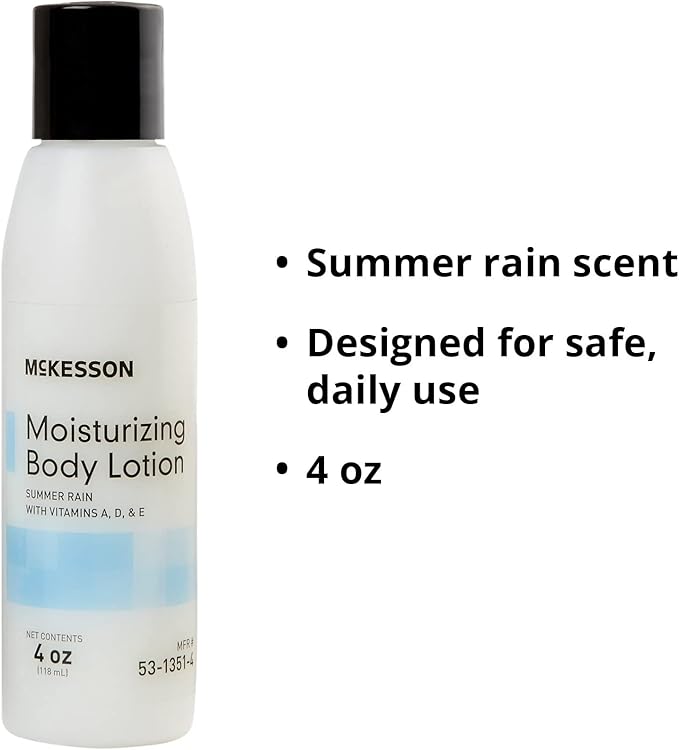 McKesson Moisturizing Body Lotion with Vitamins A, D, E, Summer Rain Scent, 4 oz, 48 Count