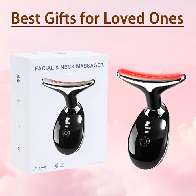 7-in-1 True Beauty Glow Facial Massager, Multifunctional Electric Red Light Therapy for Women (Black)