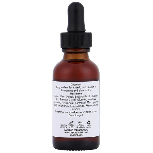 TOTAL SERUM - Vitamin C E with Ferulic Acid Serum - w/L Ascorbic Acid, Hyaluronic Acid, Glycerin, and Sodium PCA - Vitamin C Serum with Ferulic Acid Use to Boost Defense, Brighten, Firm, Hydrate, 1oz