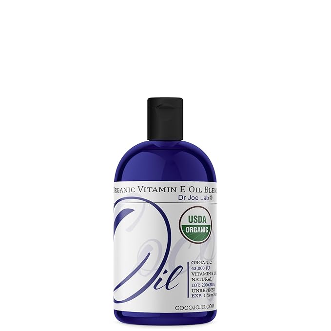 Dr Joe Lab Vitamin E Oil Organic Skin Hair Face Liquid Vitamin E Body 100% Pure Moisturizes Nourishes Non GMO Gluten Free 8 Oz