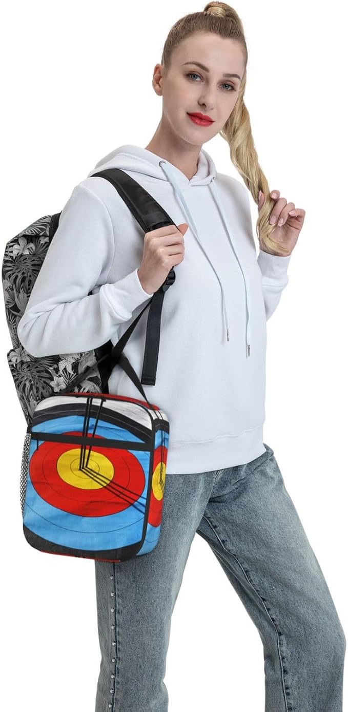 Arrow Target Archery Fun Insulated Lunch Bag Reusable Cooler Lunch Box Portable Leakproof Thermal Container Tote Bags for Girls Boys School Travel