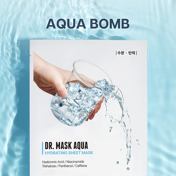 ROVECTIN] Dr. Mask AQUA (5 ea.) - 7 Layers of Hyaluronic Acid Facial Mask Sheet with Niacinamide (Vitamin B3) and Panthenol (Vitamin B5)