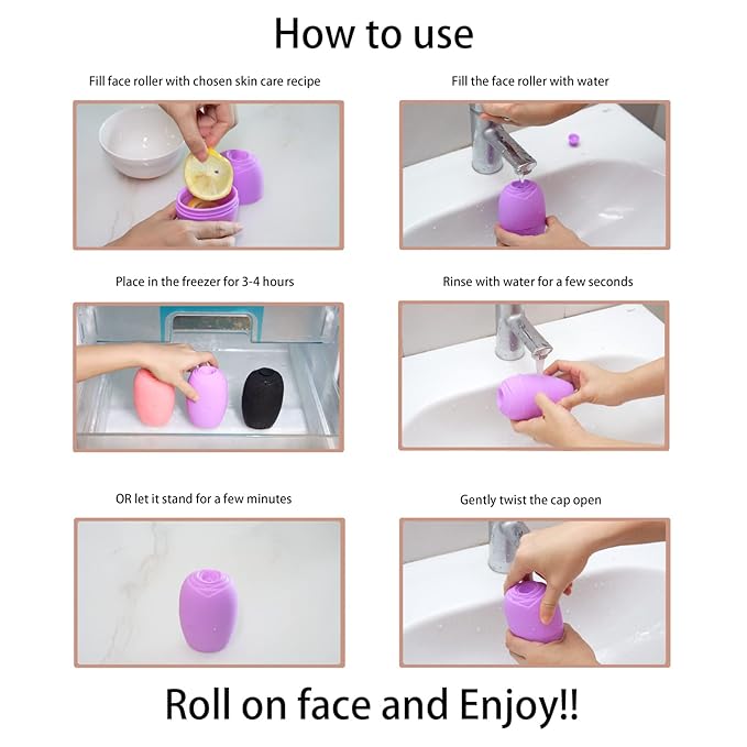 Ice Roller for Face, Silicone Ice Roller Facial Ice Mold to Brighten Skin Enhancing Natural Glow, Reusable Ice Roller for Face & Eye Puffiness Relief, Face Roller Skin Care for Neck, Pink
