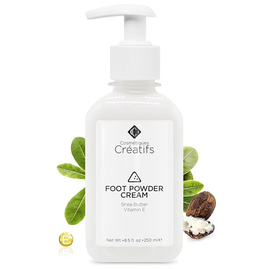Foot Powder Cream for Dry Cracked Heels, Odor Control, and Intense Skin Hydration, 8.5 fl. oz., with Shea Butter and Vitamin E