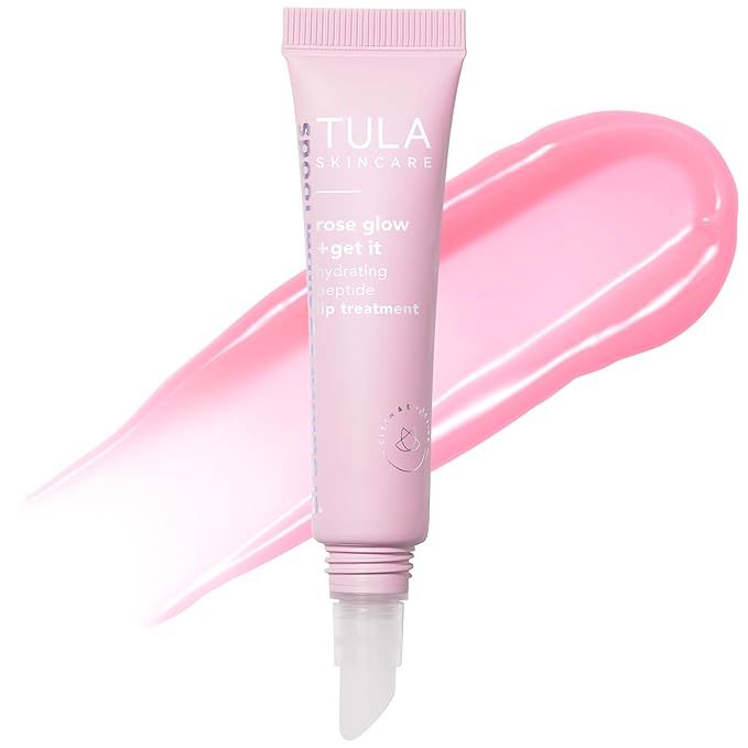 TULA Skin Care Rose Glow + Get It Lip Balm - Hydrating Peptide Lip Treatment with Hyaluronic Acid & Vitamin E, 0.28 oz.