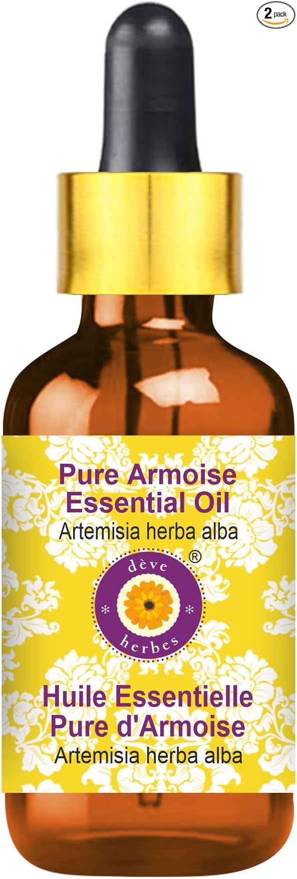 Deve Herbes Pure Armoise Essential Oil (Artemisia herba alba) with Glass Dropper Steam Distilled 5ml (0.16 oz)