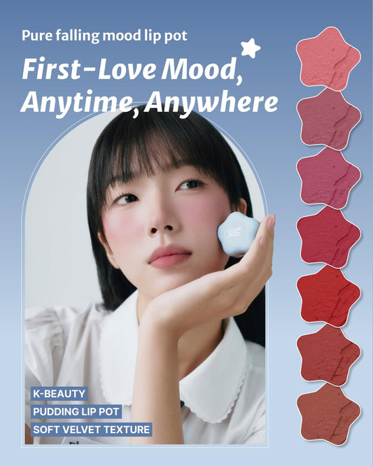 DEARMAY Pure Falling Mood Lip Pot No. 07 Endless Replay 0.23 Oz. Vegan Lip Stain Lip & Cheek Multi-Use Tint With Hydrating Formula for Smooth Soft Blend Without Dryness or Fine Lines, Korean Makeup