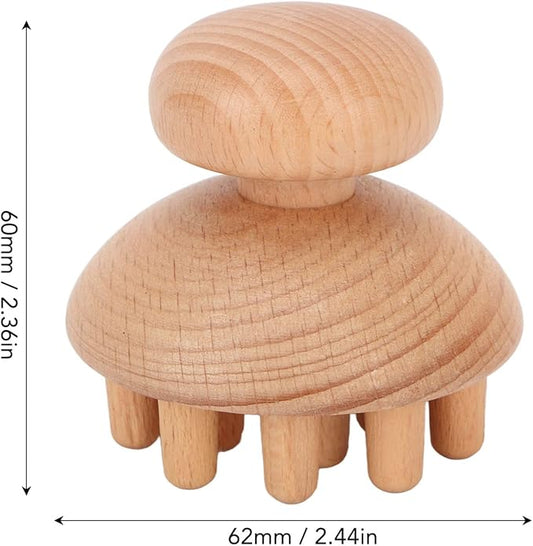 Yosoo Wood Scalp Massager Small Octopus Shape Massage Tool, Manual Scalp Massagers Scalp Massage Tool, Mushroom Fingers Head Scratcher Wood Massager for Reduce Stress 2.44 x 2.36in