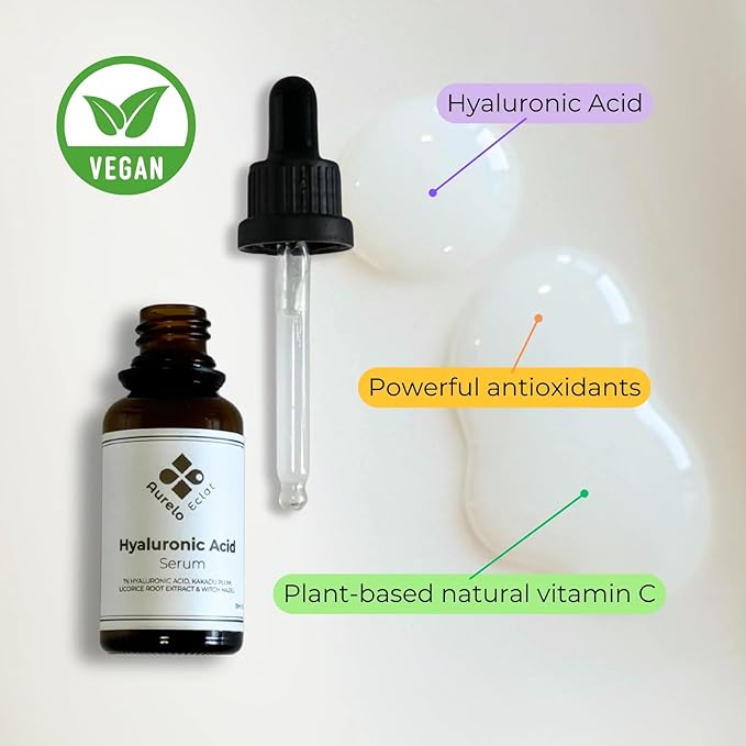 Hyaluronic Acid Serum with Natural Vitamin C, 1% HA, 30ml – Vegan Formula for Deep Hydration, Radiance & Anti-Aging Benefits