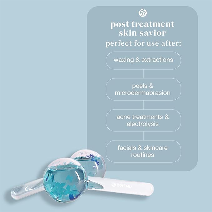 Cryo Glam Globe's | Glow in The Dark Ice Globes with Butterfly Infusion – Cooling Cryo Facial Massager for Depuffing, Tightening & Anti-Aging Skincare