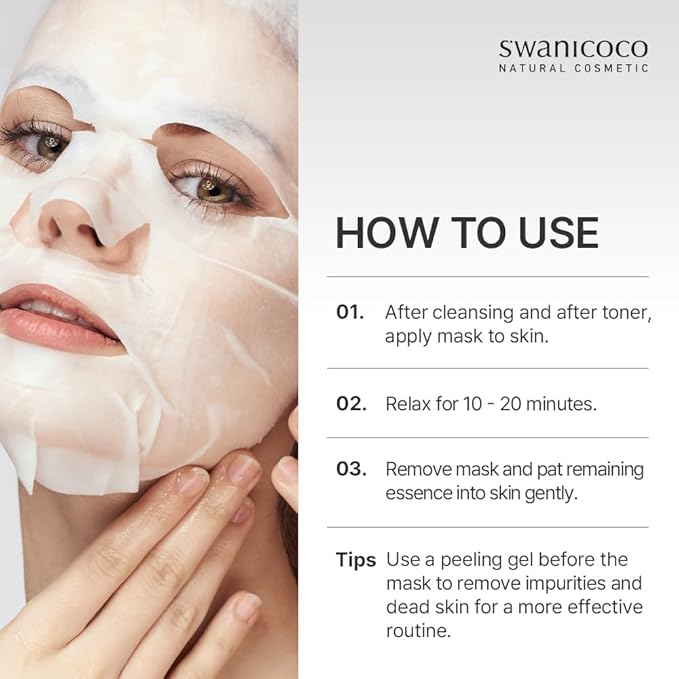 Cica Peptide Mask Cellulose Bamboo Sheet for Soothing Relief Skin Elasticity & Hydration Korean Skincare (10 Pack)