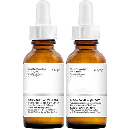 Two Pack Caffeine Solution 5% + EGCG, Depuffing Eye Serum for Dark Circles and Tired Eyes with Honey Hand Cream Bundle