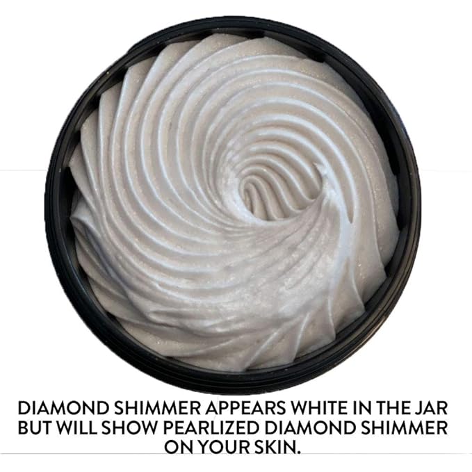 GLIMMER GODDESS Organic Whipped Body Butter - Sexy Level 2 Diamond Shimmer - Moisturizing & Nourishing Skincare with Natural Ingredients - Sultry Glow & Hydration for All Skin Types - 4.0 oz