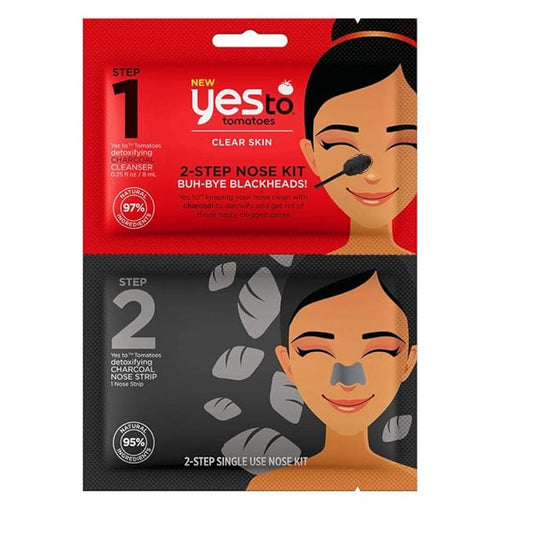 Yes To Tomatoes Two-Step Nose Kit, Detoxifying Daily Cleanser & Nose Strip Clears Breakouts Without Over-Drying With Salicylic Acid & Antioxidants, Natural, Vegan & Cruelty Free, 1-Pack