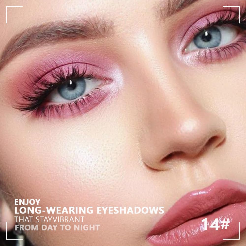 Kaely Powder Eyeshadow Quad, Pink Chocolate Matte Shimmer Eyeshadow Palette Makeup, Neutral Eye Shadow Palette for Older Women Pigmented Waterproof, sombras para ojos, Blendable, Cruelty-free, 14