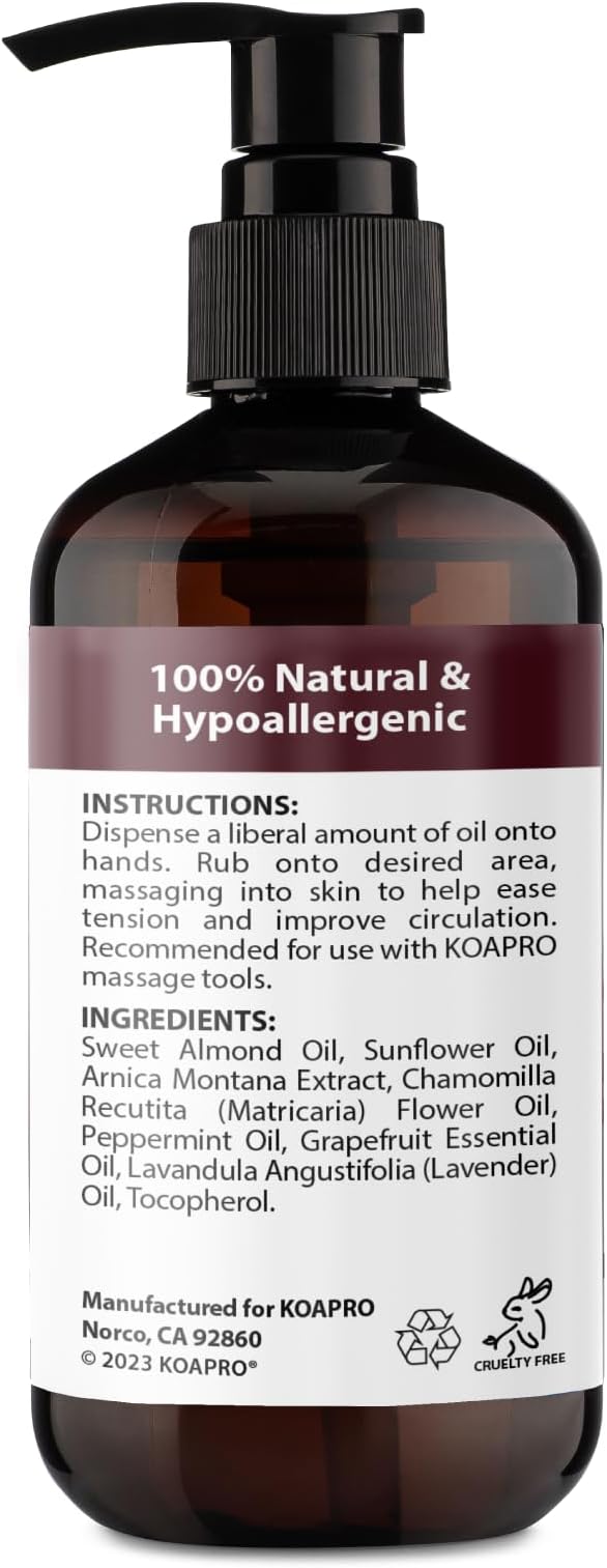 KOAPRO Massage Oil for Massage Therapy - Arnica for Pain Relief, Premium Body Massager Oil for Sore Muscles and Bruises with Lavender, Deep Tissue Anti Cellulite Massage Oil 8 Fl Oz
