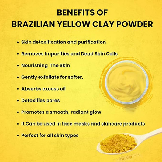 Brazilian Yellow Clay Powder 227 g - Natural | Cosmetic clay powder for Skin Care| Face Mask | Soap Making