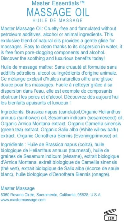 Master Massage Superior Grade Massage Oil, Unscented (8 Fluid Ounces)