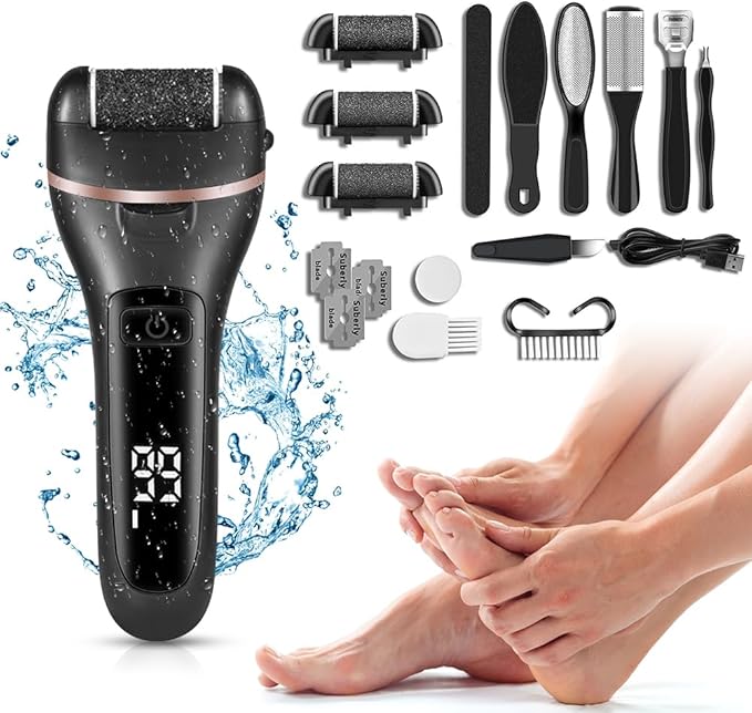 Premium Electric Foot Callus Remover Kit 18 Pieces for Feet Foot Filer Dead Skin Remover for Feet Callous Remover Tool Electric Pedicure Foot File Kit Luxurious (Black)