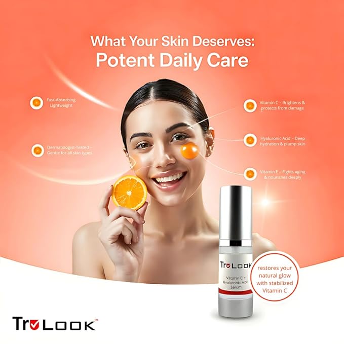 Vitamin C + hyaluronic Acid Serum, Anti Aging, Anti Wrinkle, Improves Dark Spots, Tone, & Fine Lines Made is USA